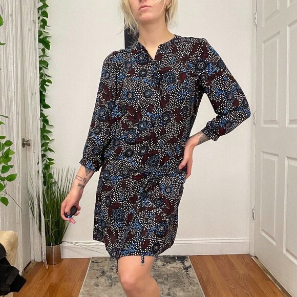 Rebecca Minkoff Knee Length Shirt Dress 3/4 Sleeve Size S Brown/Blue - Picture 1 of 7